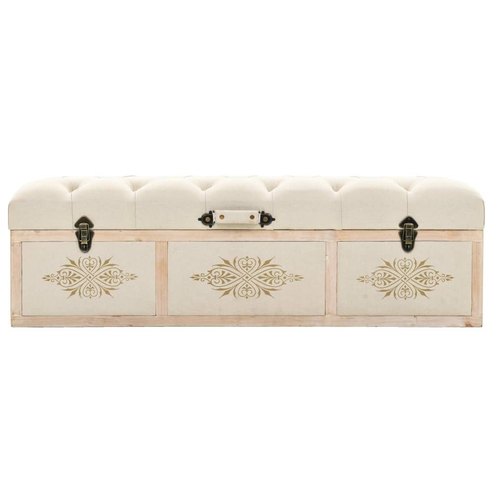 Storage Bench Storage Trunk Entryway Bench with Storage Cream Solid Wood vidaXL