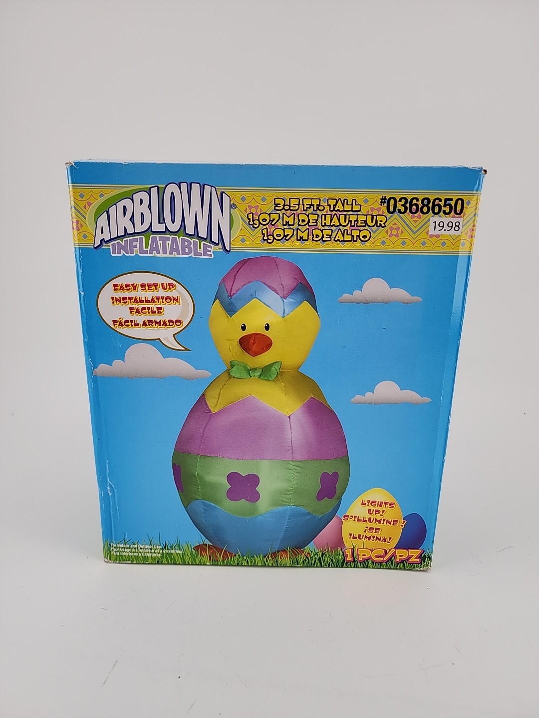 Gemmy 3.5ft Inflatable Easter Chick Built-in LED lights Illuminated Garden Decor