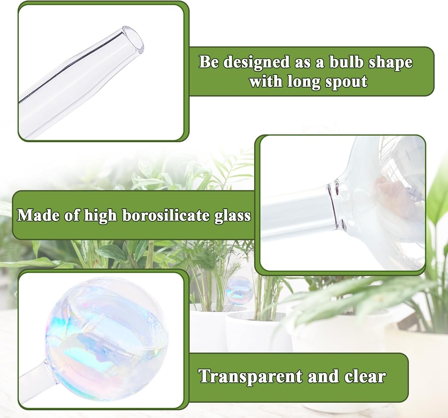 8Pcs Glass Self Watering Globes Rainbow Gradient for Plants