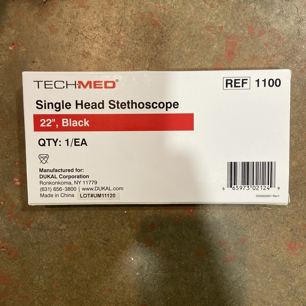 Tech Med Single Head Stethoscopes * Ref 1100 22" Long * BLACK *
