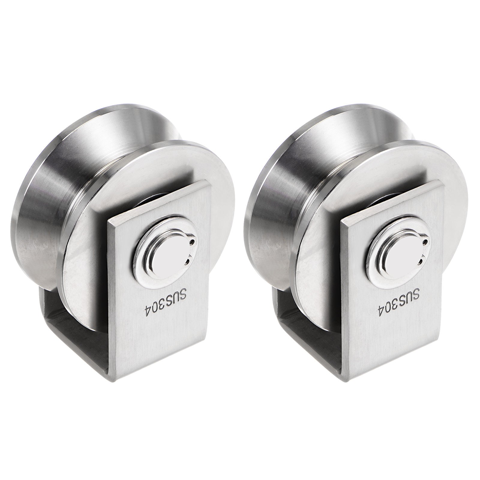 2pcs 2.7" V Groove Wheel Sliding Gate Caster Rigid Caster Wheels with Bracket