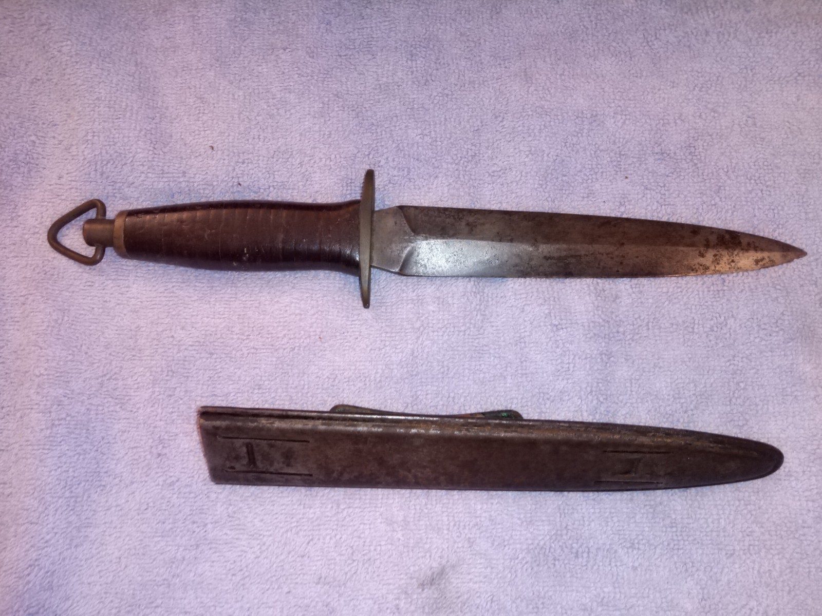 Original WW1 1918 LF&C trench knife, Theater Modified with original sheath