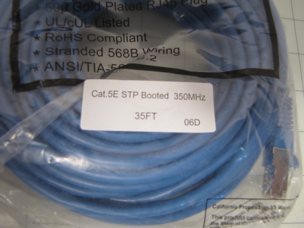 2-pack Cat5e STP Booted Patch Cable 350MHz 35ft Each NEW