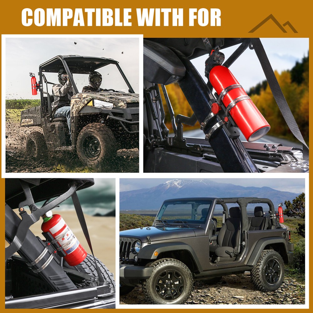 For ATV UTV Roll Bar Car Fire Extinguisher Mount Holder Quick Release Bracket