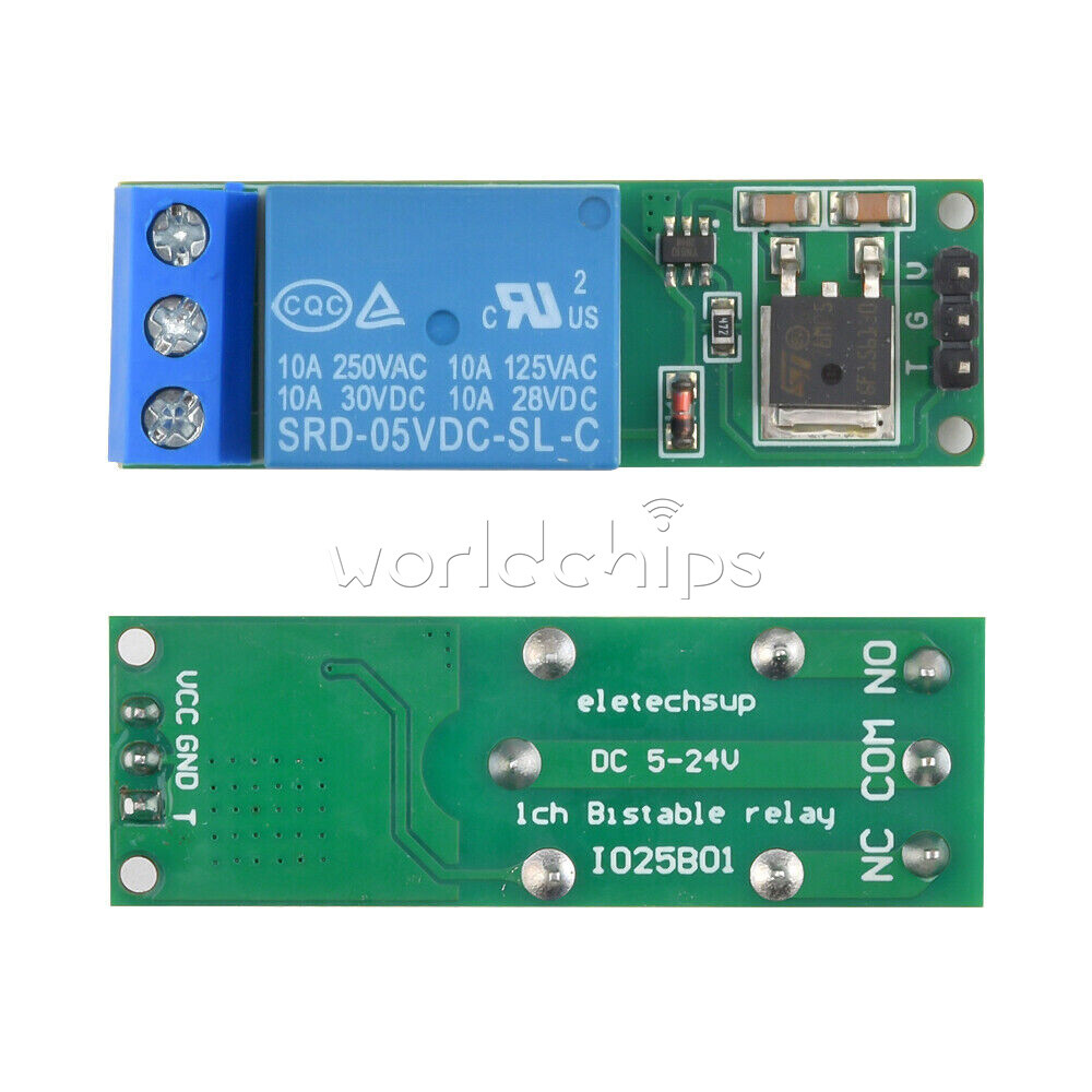 6-24V Flip-Flop Latch Relay Bistable Self-locking Low Pulse Trigger Relay Module