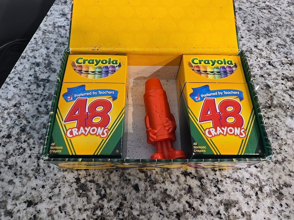 (2) NEW 2006 Crayola Crayons 48 Count Box Binney & Smith Red Sharpener And Box