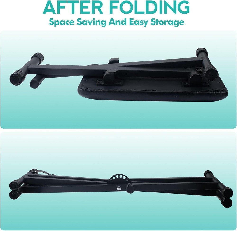 Double X Adjustable Keyboard Stand & Bench Set, Black