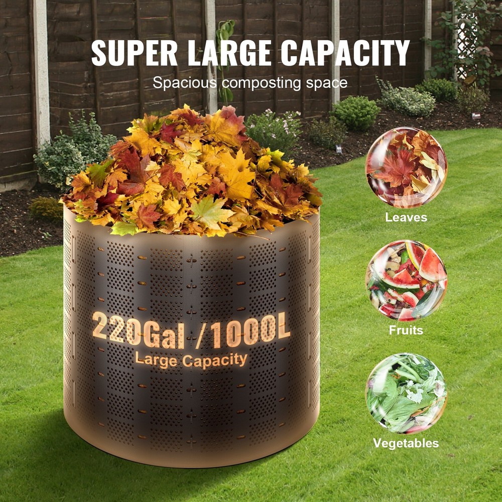 KFFKFF Composting Container 220 Gallon, Outdoor Adjustable Compost Maker