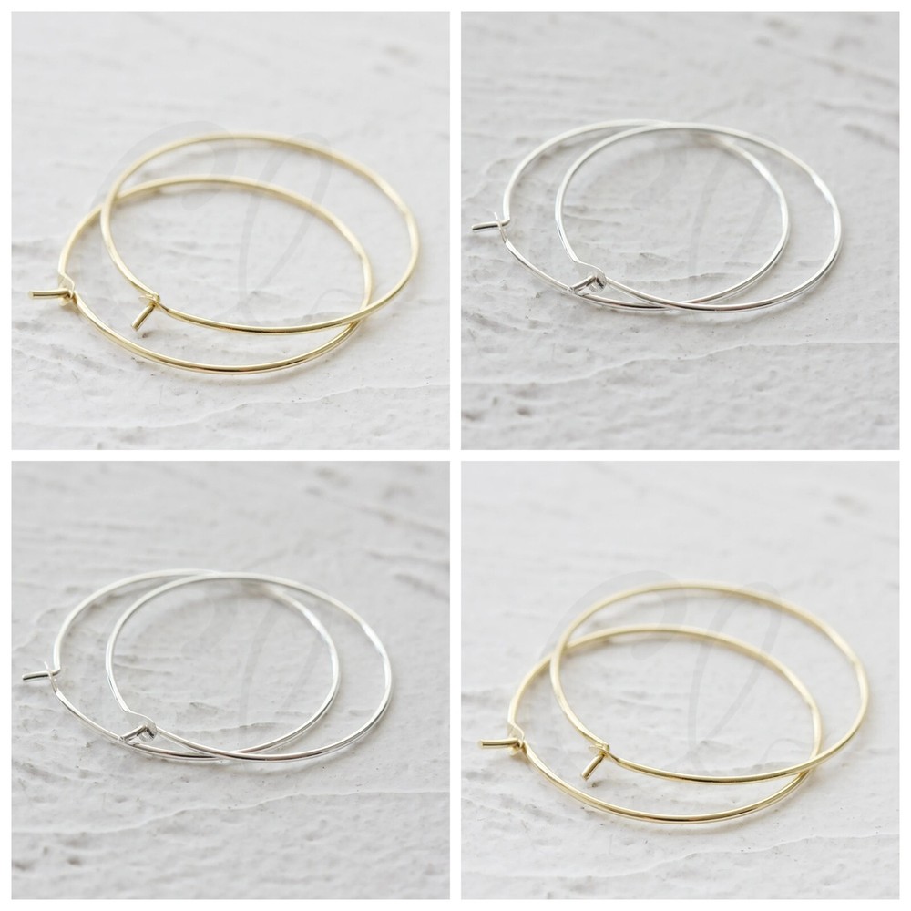 Solid Brass Round Earring Finding-Earring Hook-Earring Hoop 25.5x0.7mm (3748C)