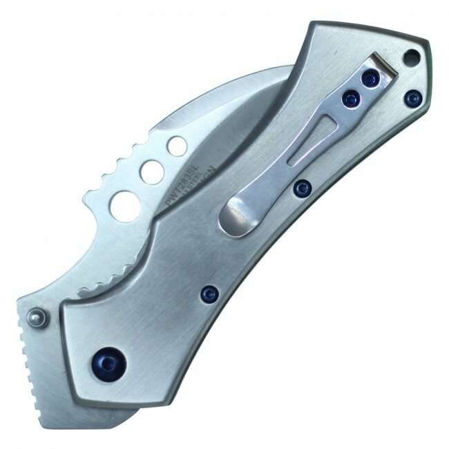 Spring Assisted Folding Pocket Knife | Silver Hawkbill Claw Folder EDC PWT283SL