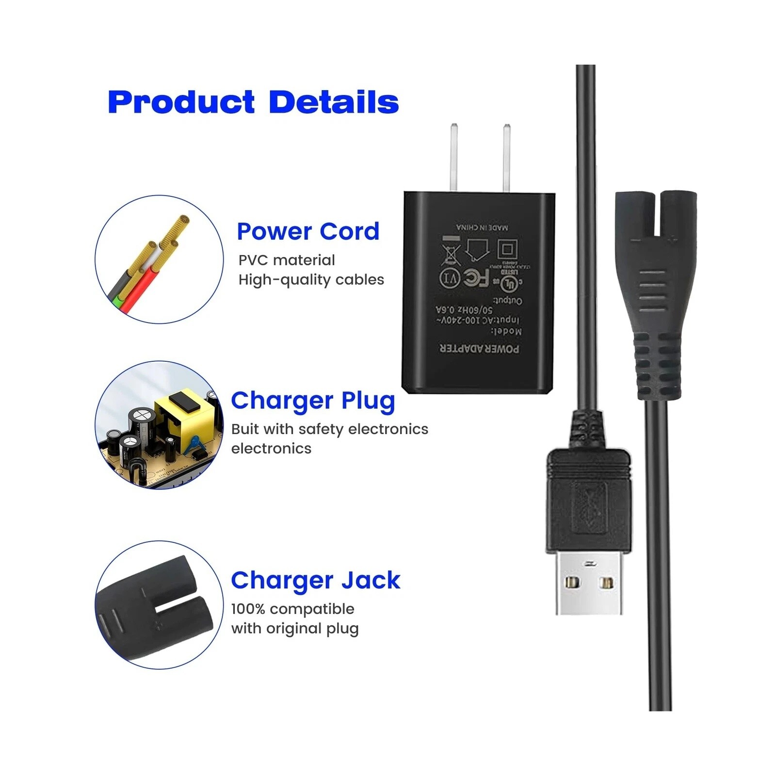 Charger for Kokido Xtrovac 110 100 200 Telsa 5 Rechargeable Handheld Pool Vacuum