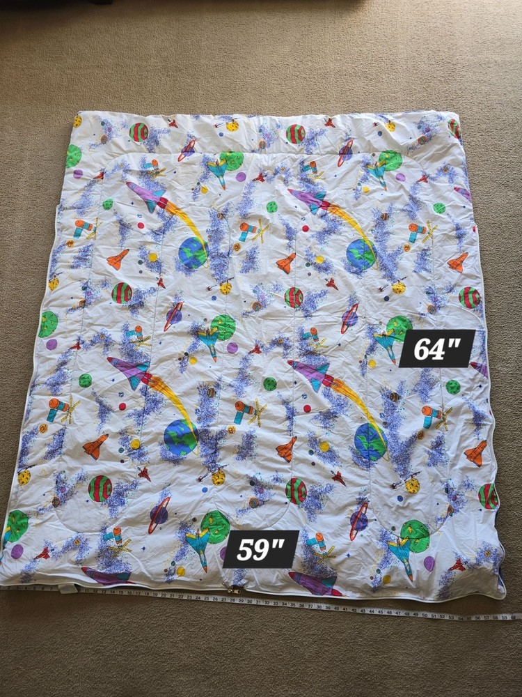 Vintage Kids Outer Space-Themed Reversible Sleeping Bag