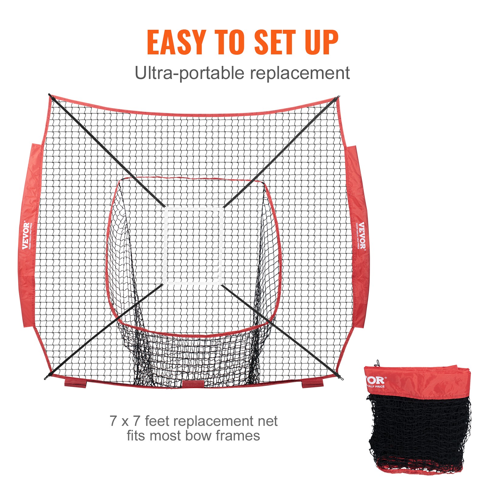 VEVOR 7x7 ft Baseball Softball Practice Net Hitting Batting Training Strike Zone