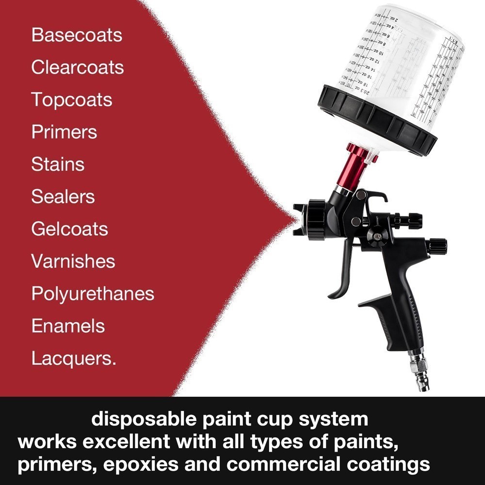 50Pack PPS CUPS Disposable Paint Spray Gun Cup Liners and Lid System 600ml/20Oz
