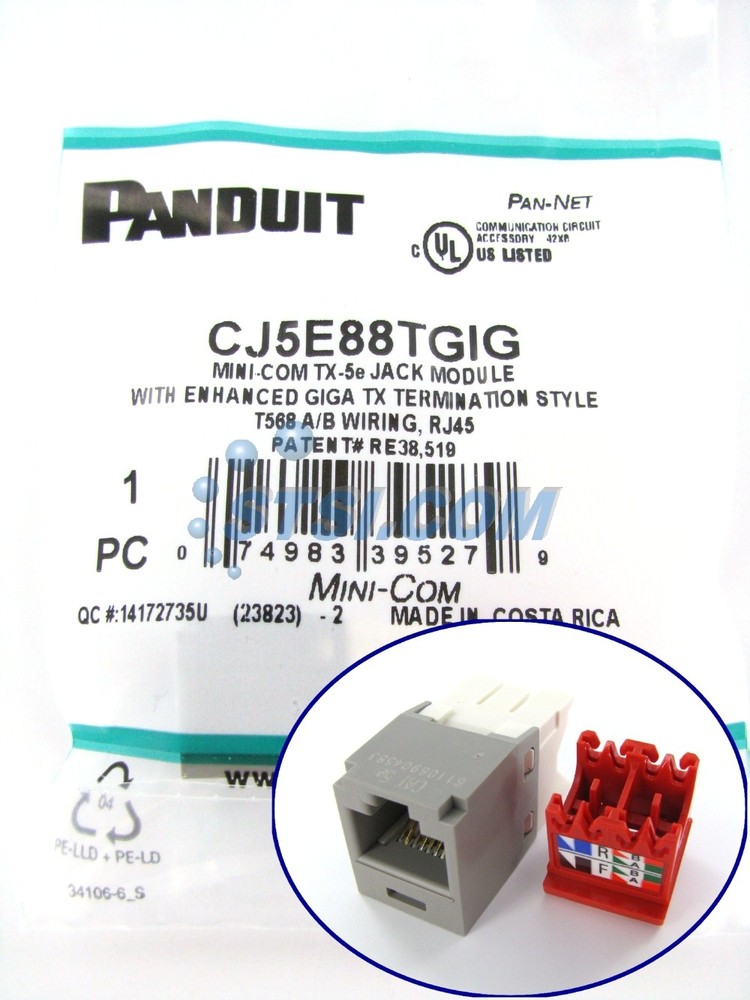 Panduit CJ5E88TGIG Cat5e Mini-Com Jack Gray ~STSI
