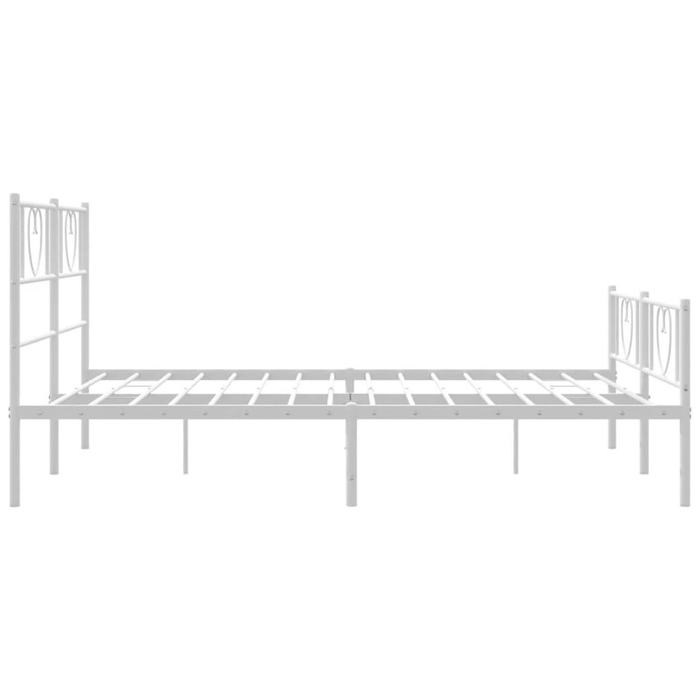 Bed Frame White Powder-coated steel King Bed Frame Rectangular