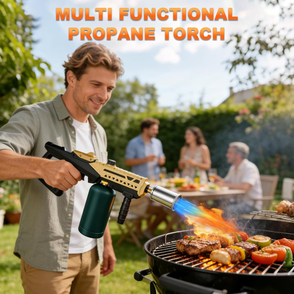 Powerful Propane Torch Gun, Adjustable Flame Thrower with Detachable Design for