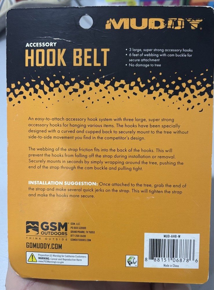 MUDDY HOOK BELT - 6 ft. Tree Strap - Tree hook