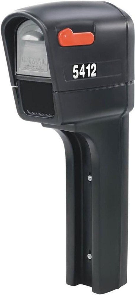 MailMaster Plus Weather-Resistant Mailbox & Post - Large Durable Plastic, Black