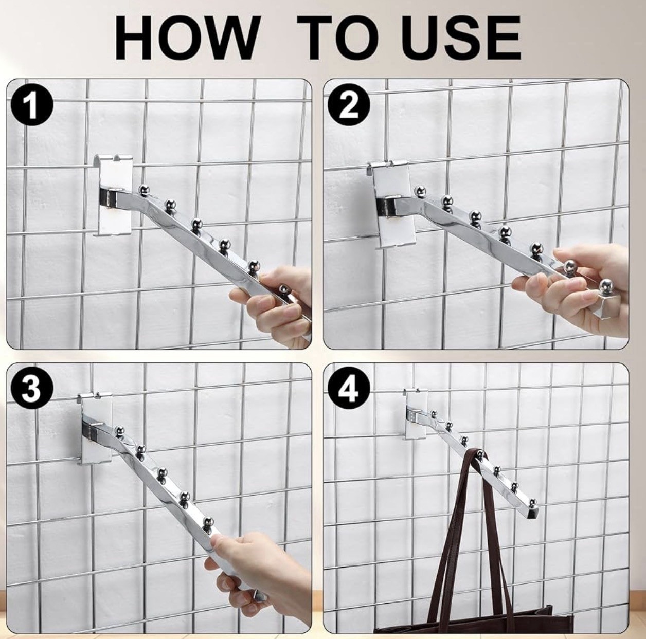 10 Pack 7 Ball Waterfall For Gridwall 13.8” Metal Hangers Display Chrome