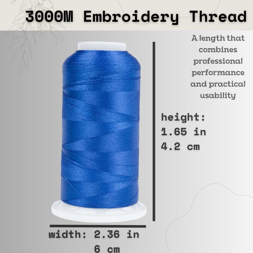 6 Spools Embroidery Thread Set, 3000 Yards 40WT 100% Polyester Trilobal Machi...