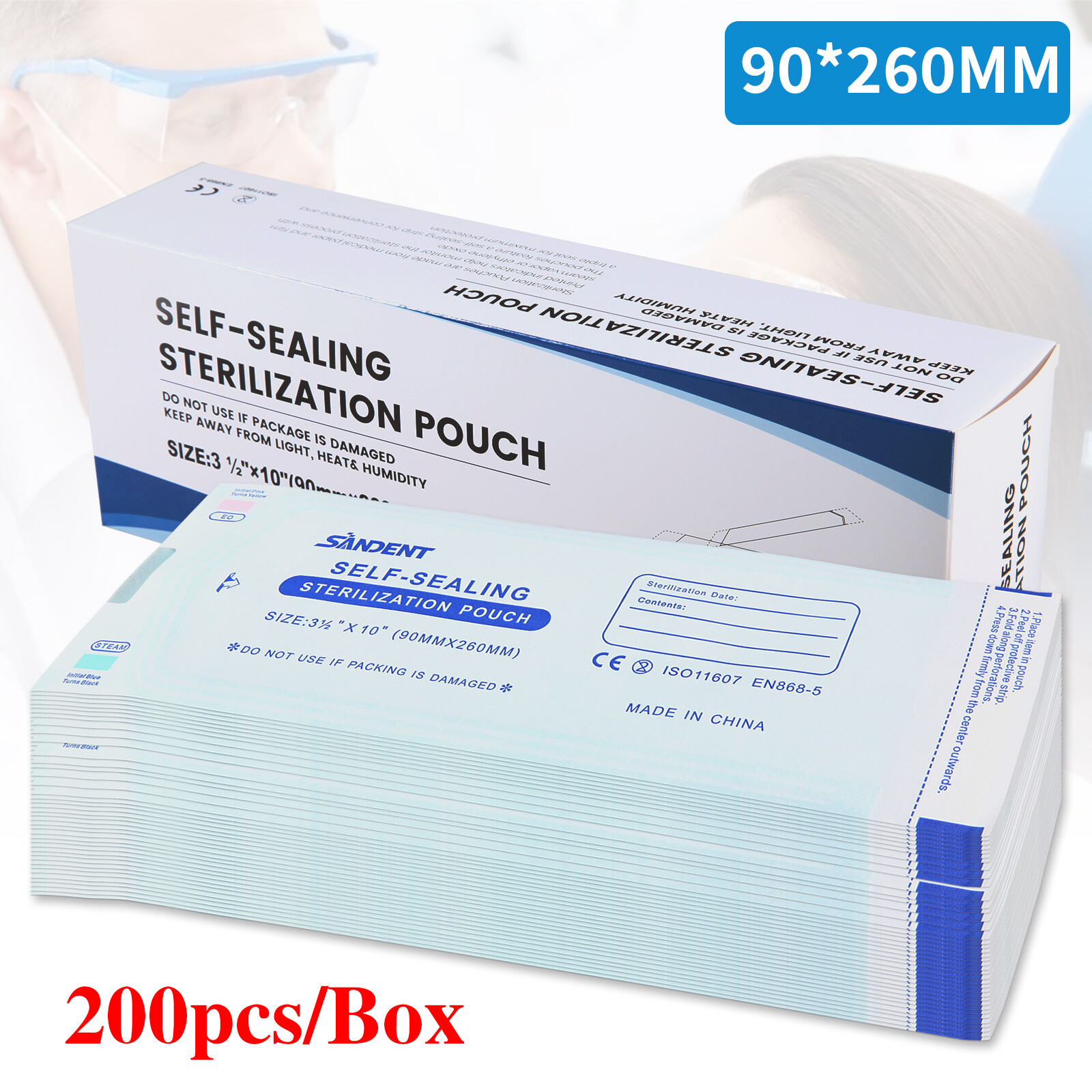 up to 7000 Sterilization Pouches 3.5 " x 10 " Dental Medical Self Seal Pouch Bag