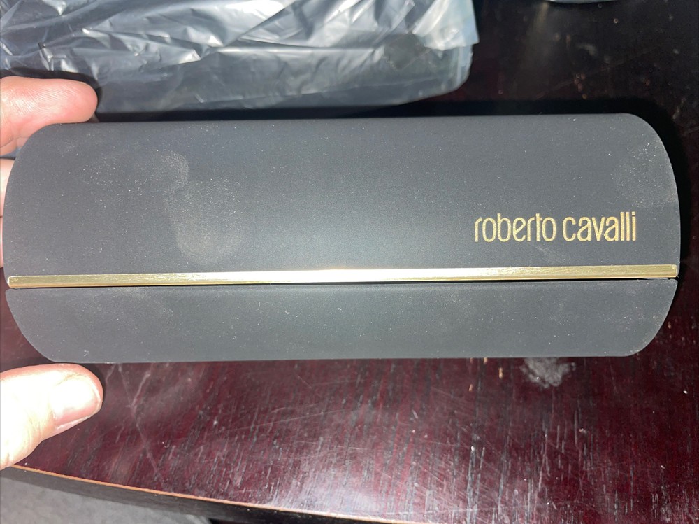 ROBERTO CAVALLI CIRCULAR BLACK SUNGLASS CASE