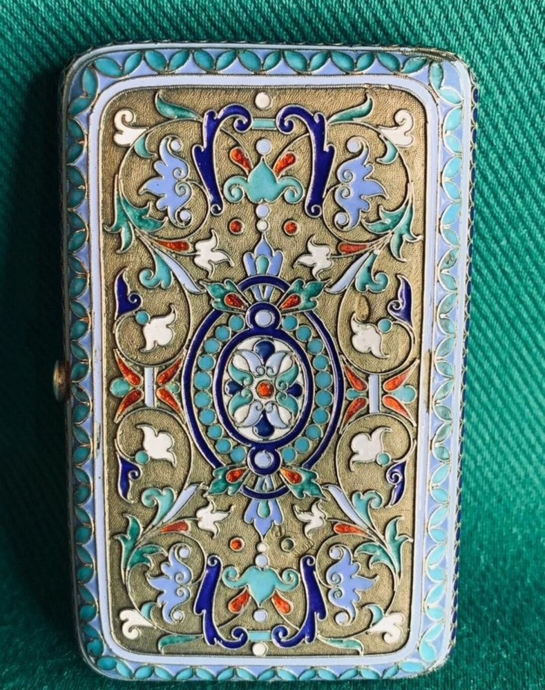 Rare silver enameled cigarette case