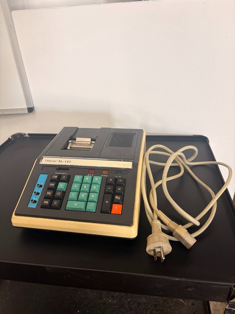 Unisonic XL-121 Printing Calculator Adding Machine w/ Paper Roll Tested Works