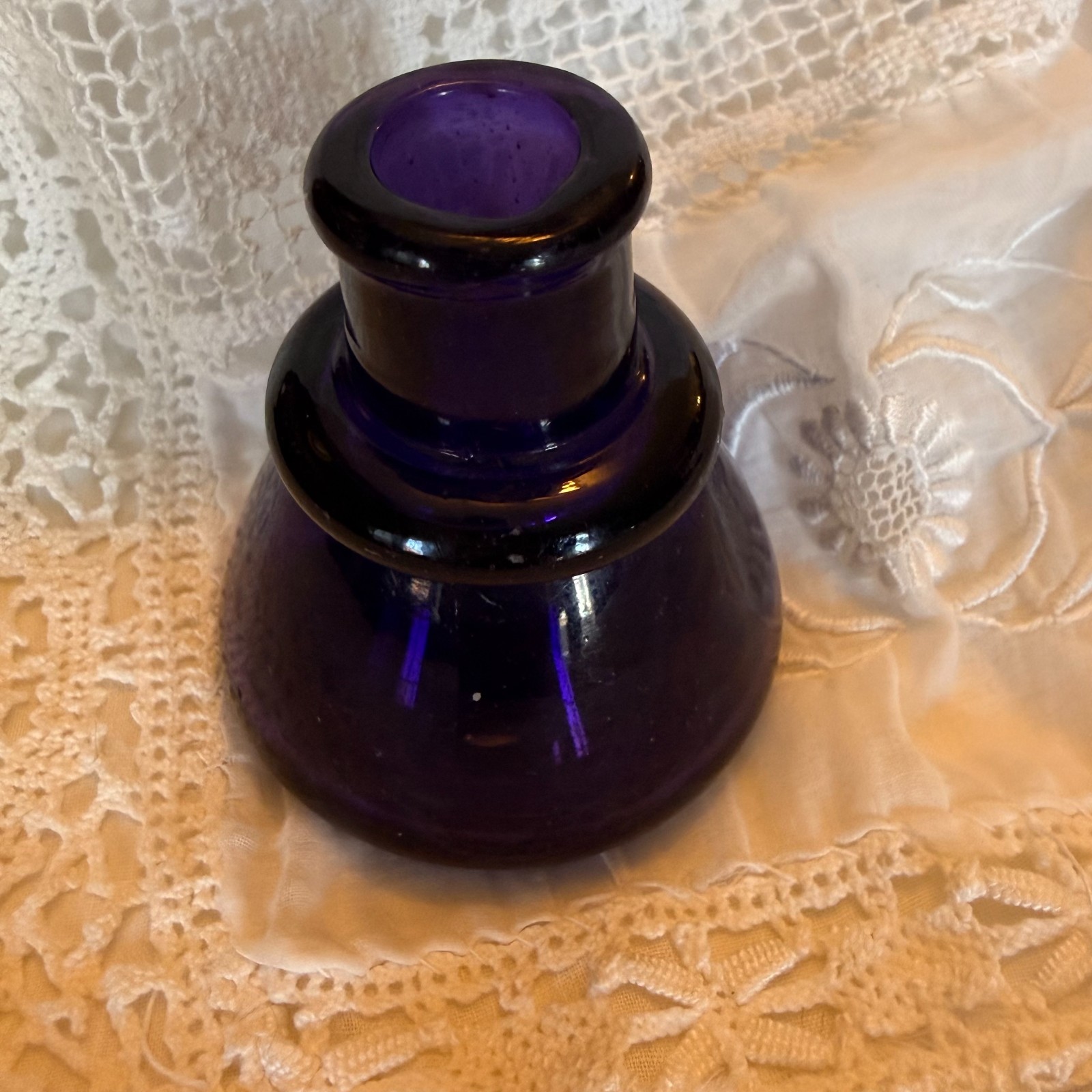 Antique Purple Amethyst Color Cone Shaped Ink Well Hand Blown 1890s