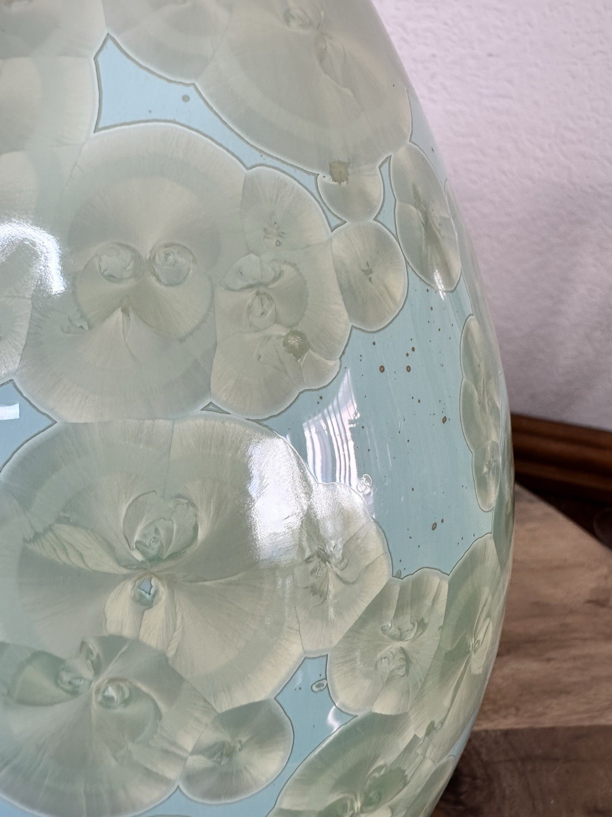 Simon Pearce Teardrop Jade Crystalline Vase Celadon Organic Studio Pottery