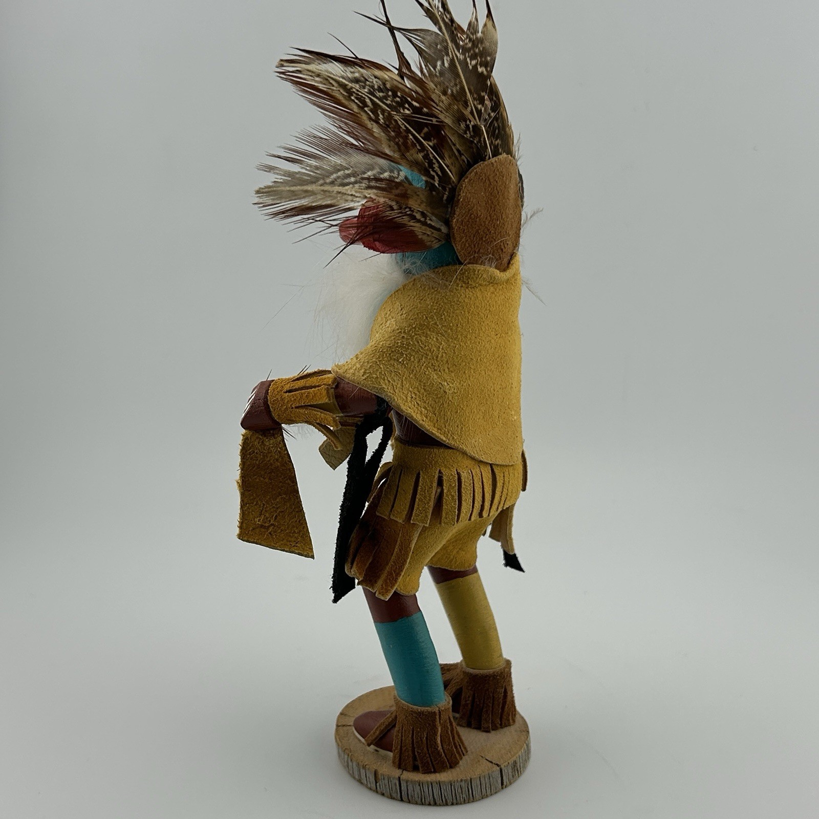 Navajo Morning Singer Kachina Doll Carved Suede Signed Deo Talavai 1980s Vintage