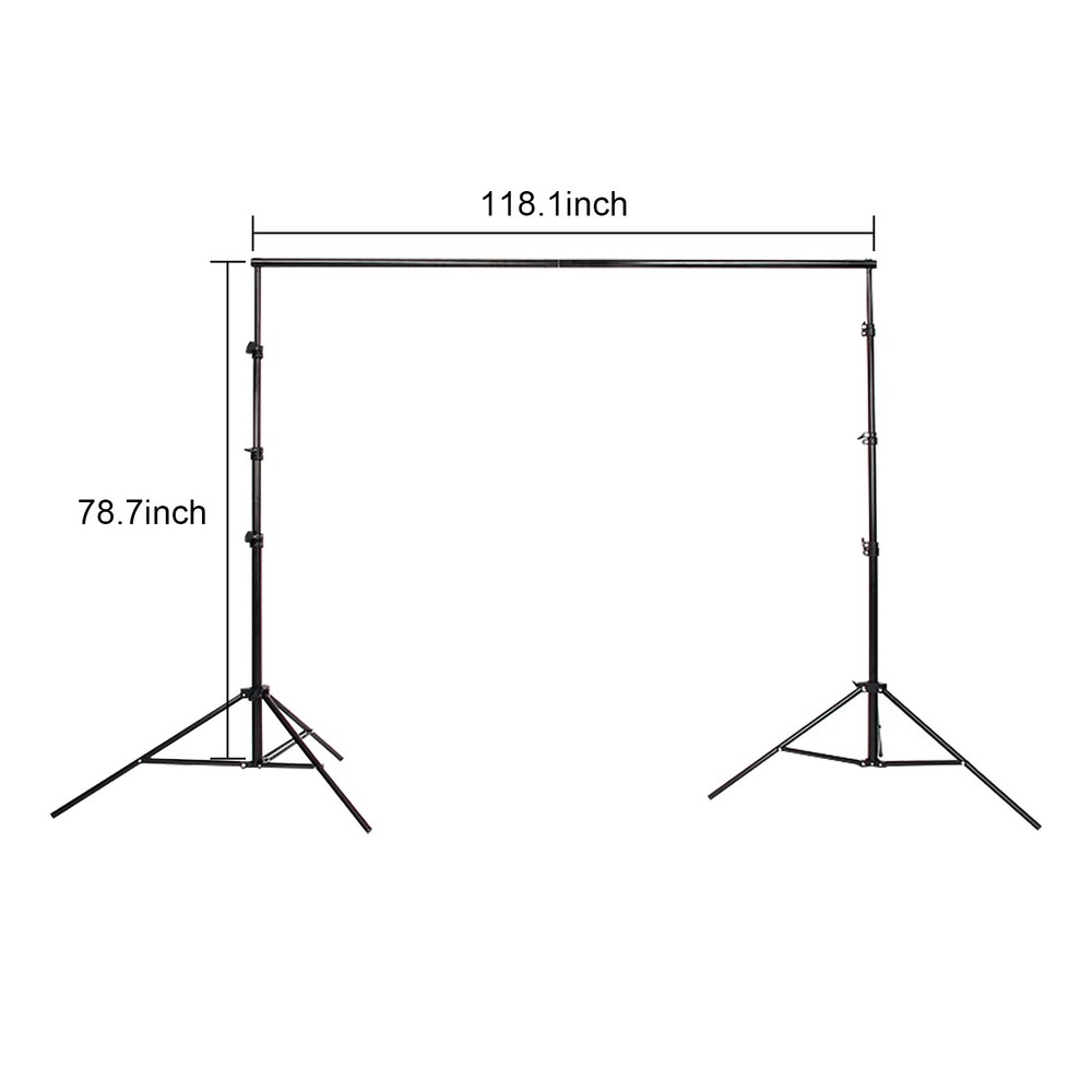 10ft 3m Adjustable Background Support Stand Photography Video Backdrop Kit Black