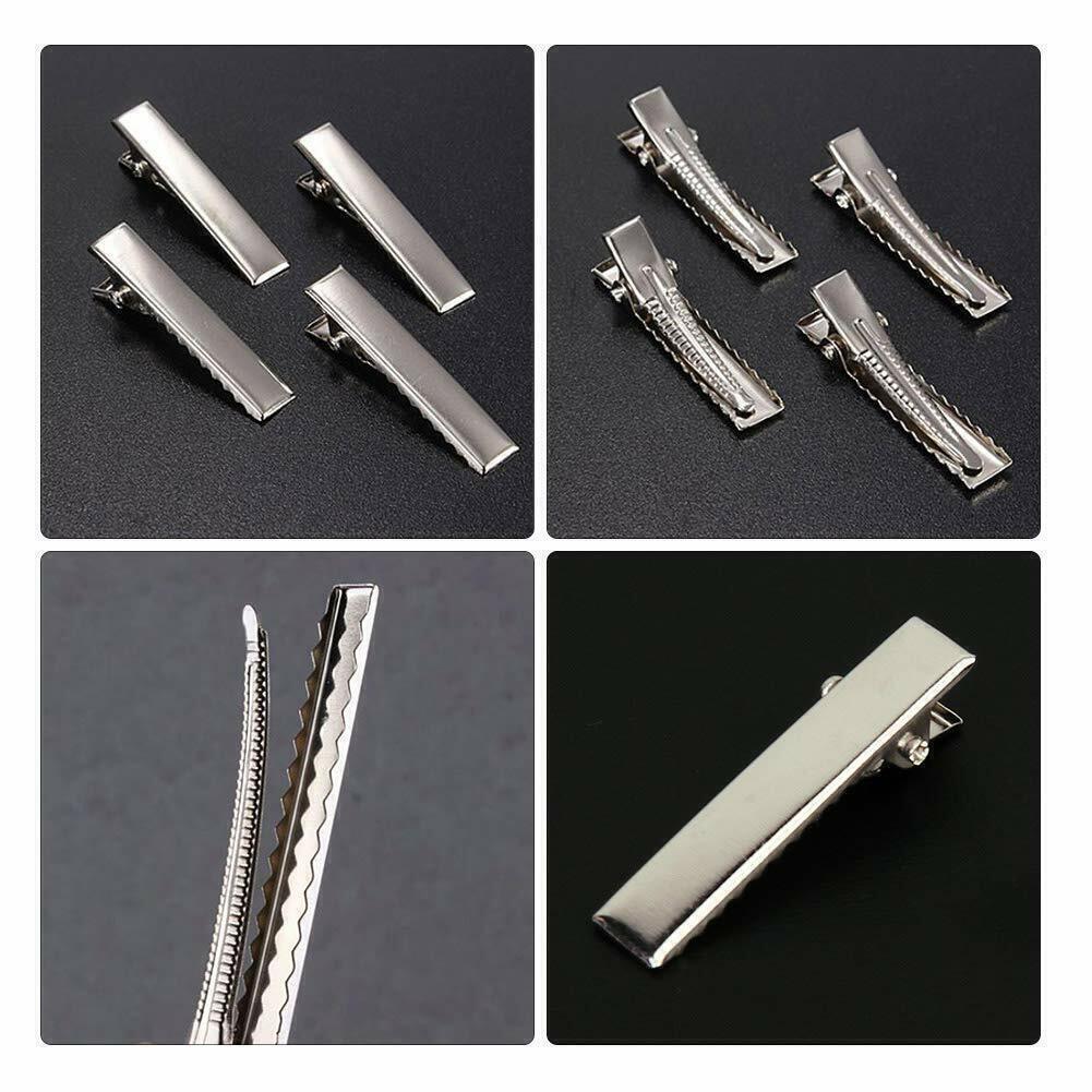 100/200/300x Silver Single Prong Alligator Metal Clips 1.75" Hair Bow Clips Bulk