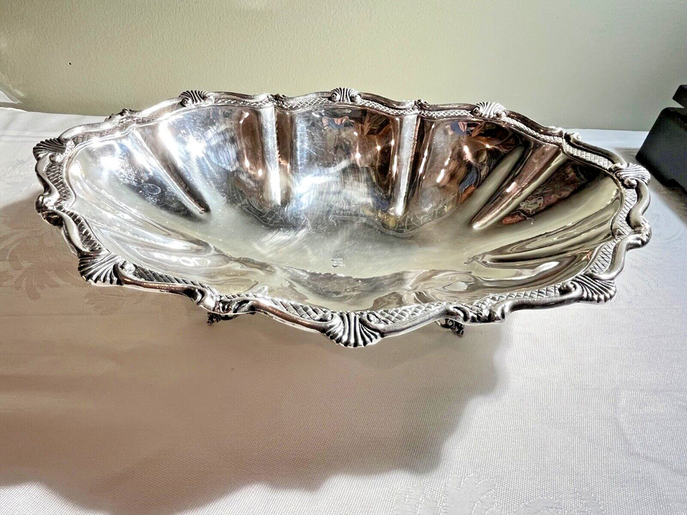 Sterling Silver Oval Vegetable Dish Footed 510 Gr. 12" Long No Monogram