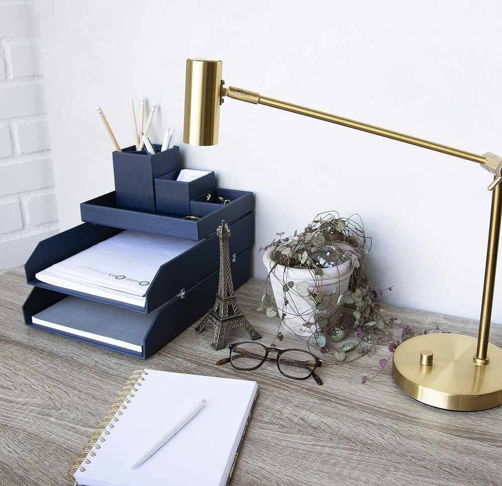 Bigso Hakan Letter Trays | Stackable Paper Tray | Pack of 2 | Blue