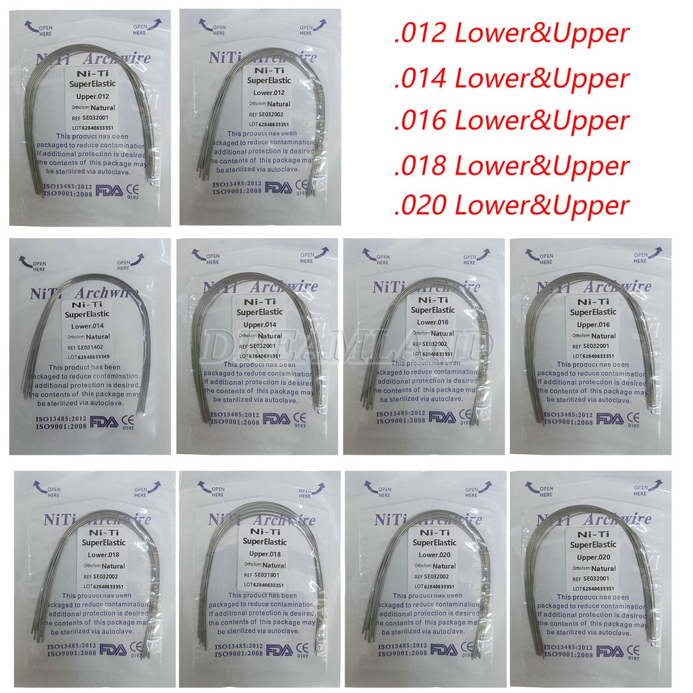 10pcs Dental Arch Wire Super Elastic NiTi Round / Rectangular Natural Form