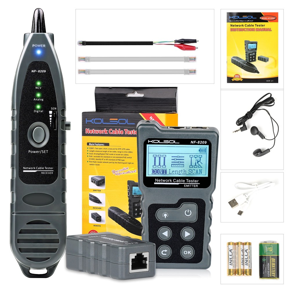 TDR Network LCD Cable Tester Cat5 Cat6 Lan Test Network POE Wire Checker