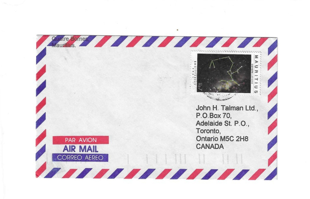 MAURITIUS Cover sent to Canada