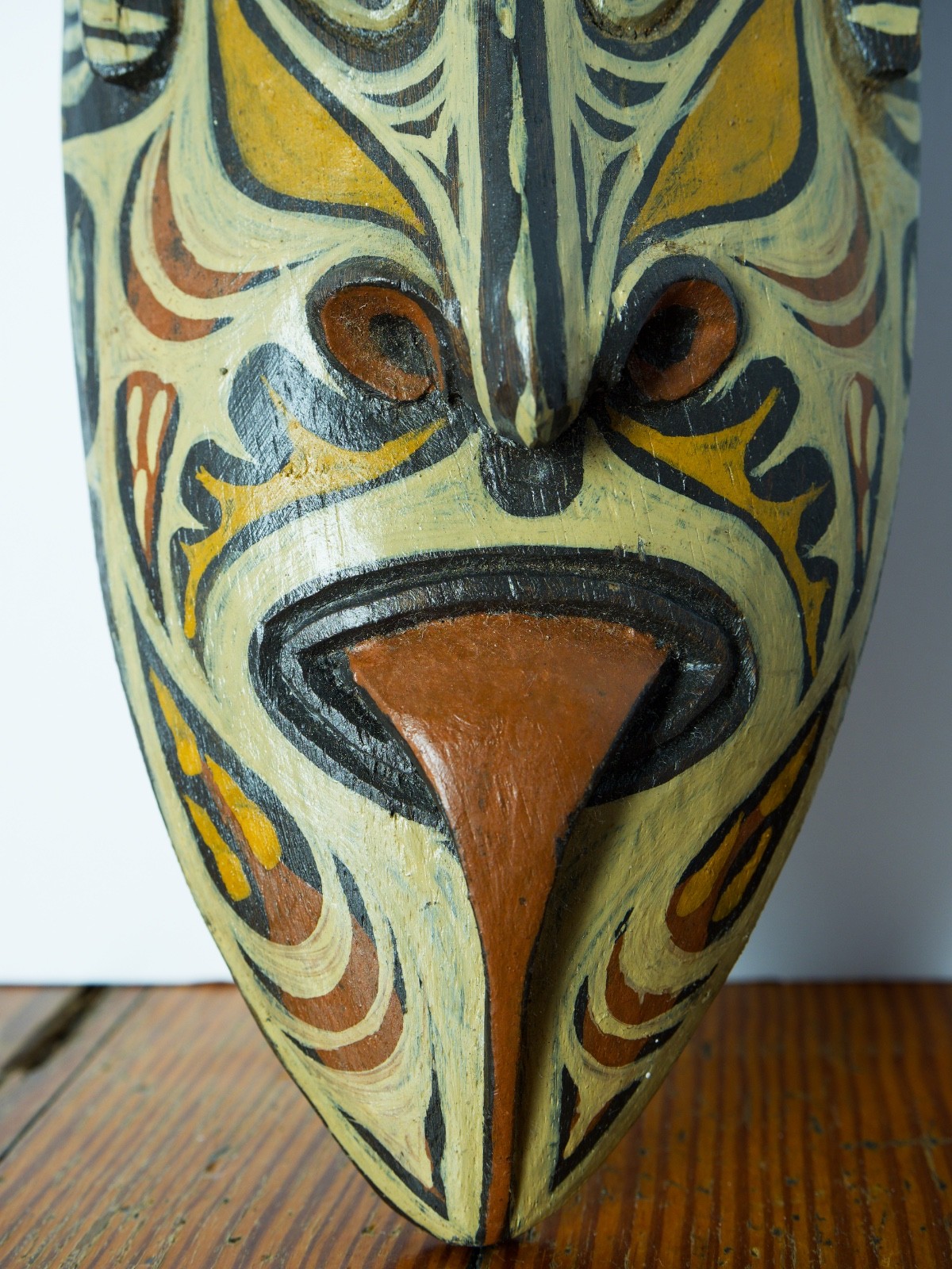 9.5" Tall Papua New Guinea Tribal Mask | East Sepik | Hand Carved & Clay Painted