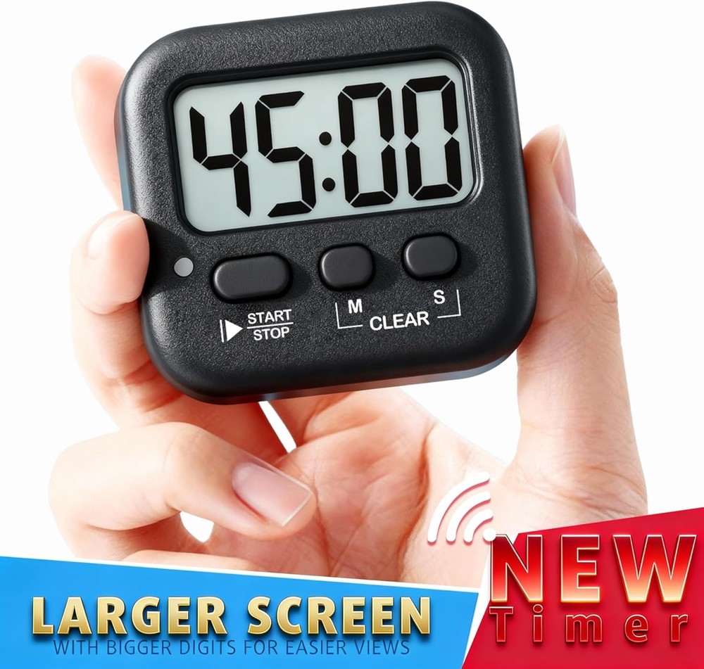 2 Pack Digital Kitchen Timer with Loud/Silent Modes - Perfect for Kids & Cooking