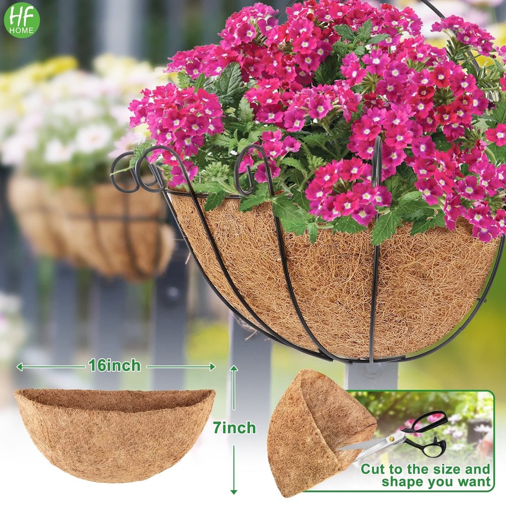 2 PCS 16" Half Round Coco Liner,Half Circle Wall Planter, Coco Fiber Replacem...