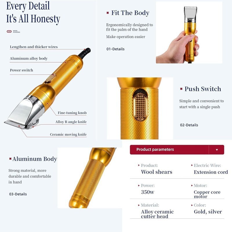 350W Heavy-Duty Pet Hair Trimmers Electric Professional Dog Grooming Clippers