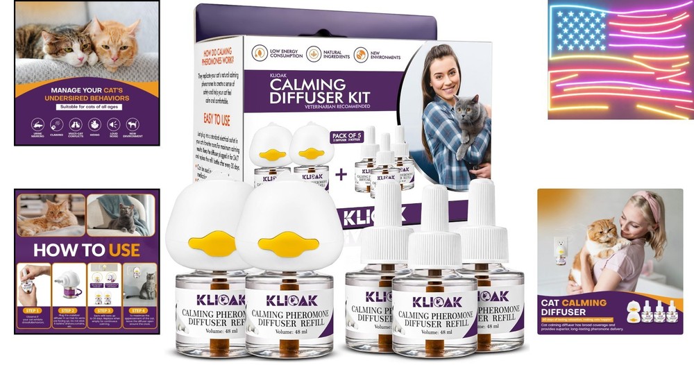 Cat Pack Includes 2 Diffusers Machines & 3 Refills Pheromone Plug-In for Cats...