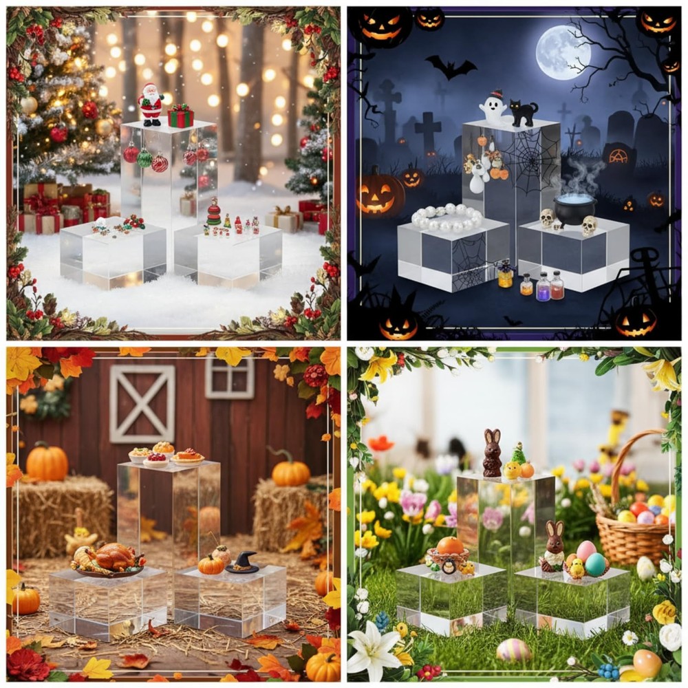 Geelin Acrylic Risers Stand Display Block Decor Riser 3 Size clear