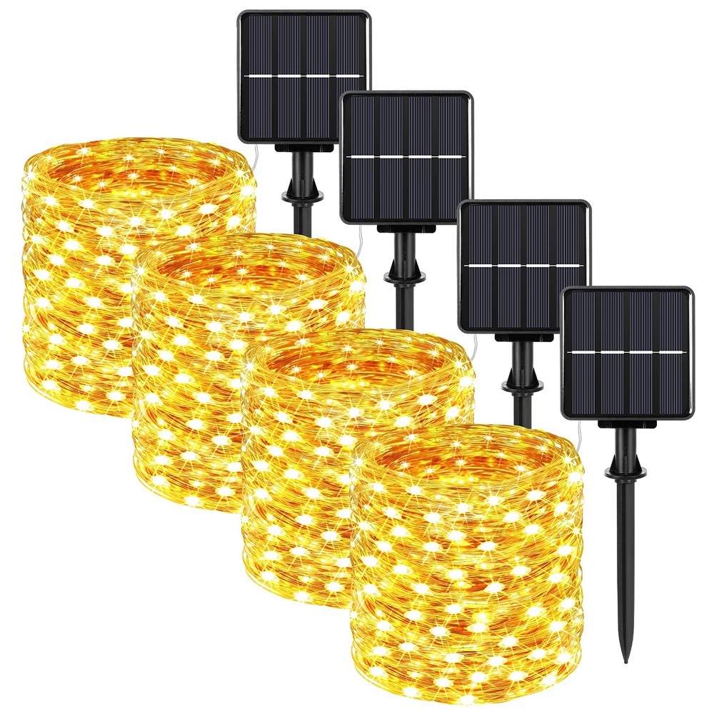 Extra-long 288FT 800LED Solar Fairy String Lights, 4-Pack 72FT 200 LED Outdoo...