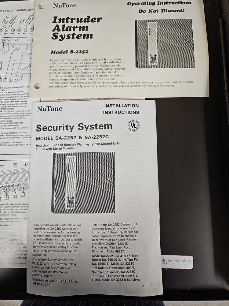Nutone SA-2252 Security System Master panel ( NEW )