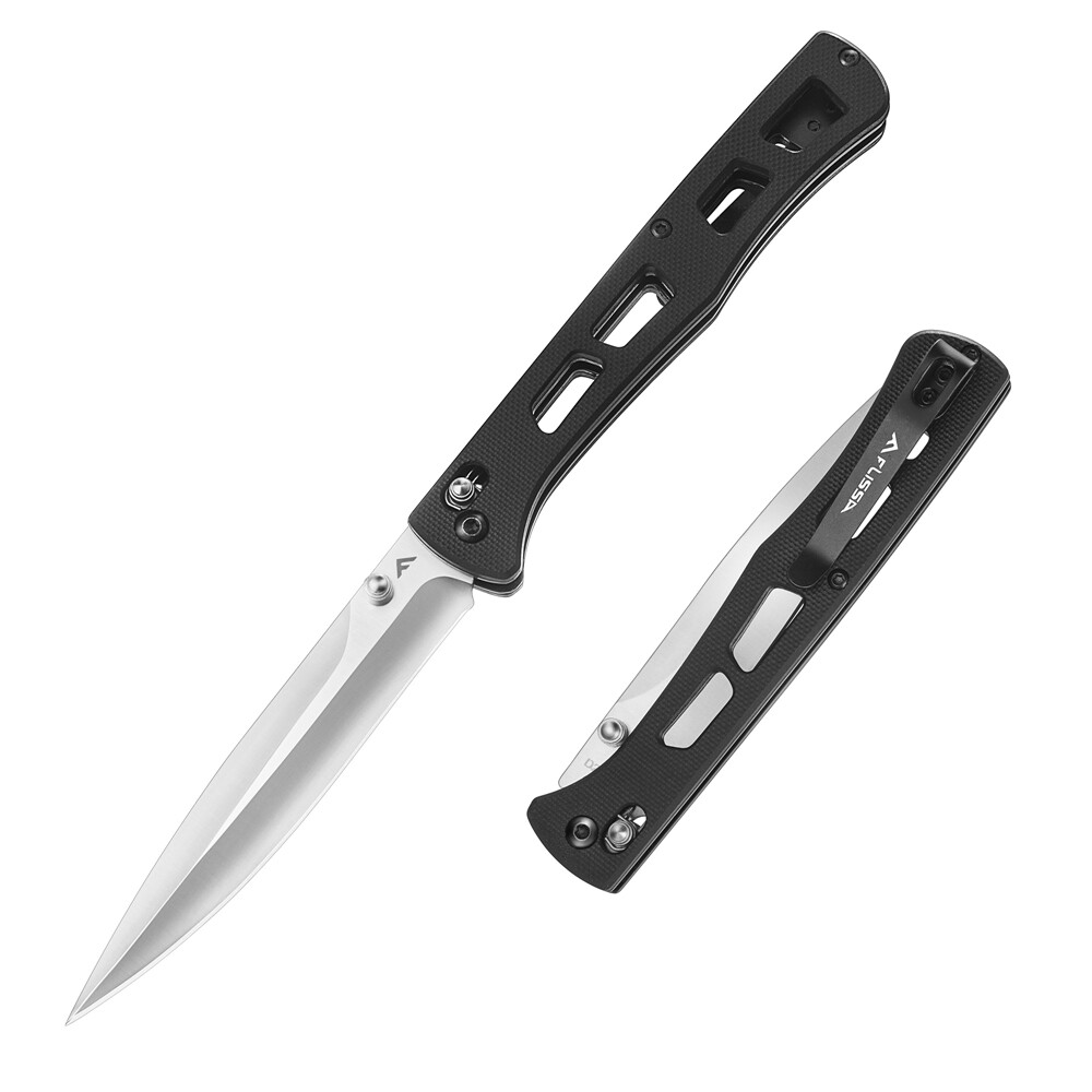 FLISSA 4" Folding Pocket Knife D2 Blade Thumb Stud Axis Lock with G10 Handle