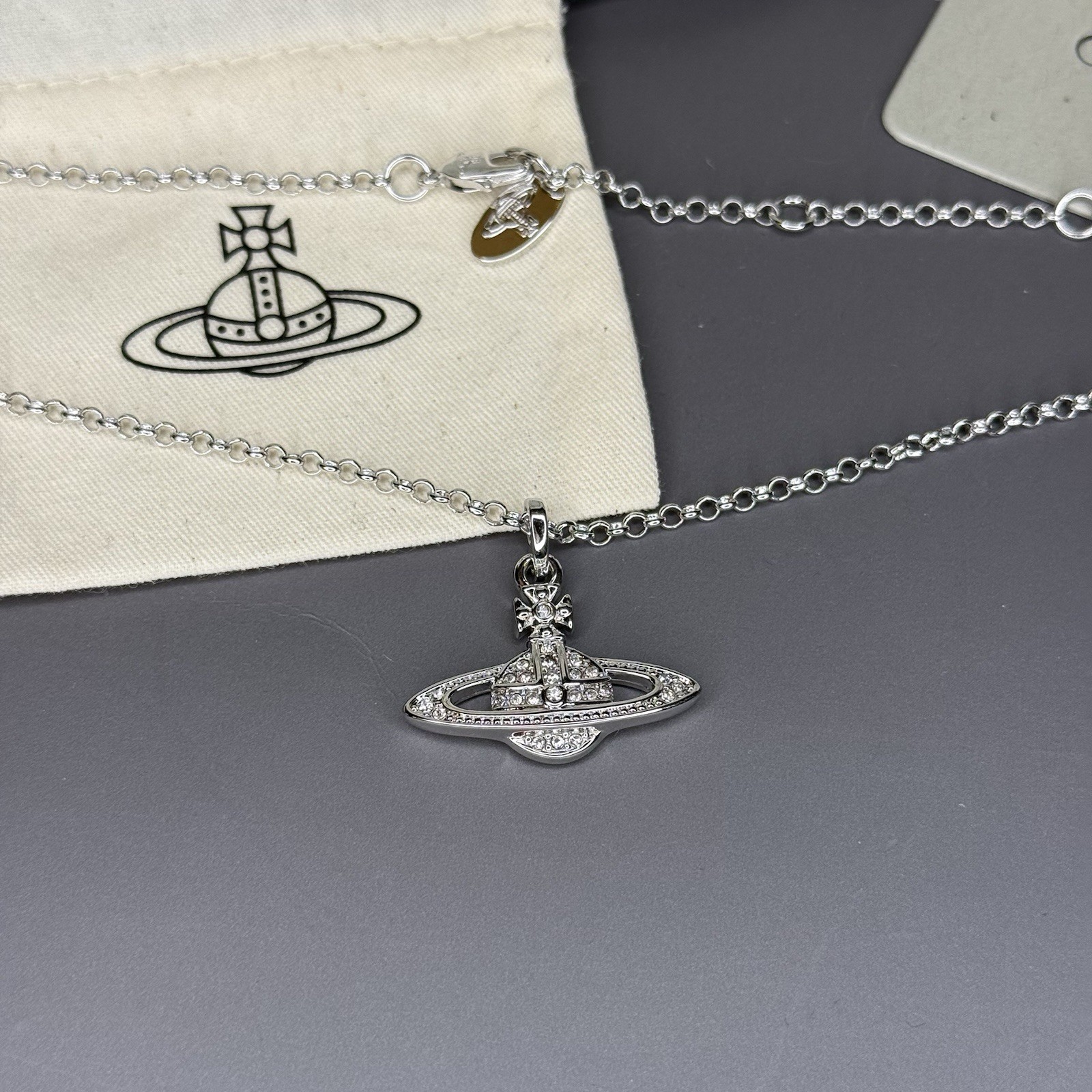 Vivienne Westwood Silver Mini Bas Relief Necklace WITH BOX