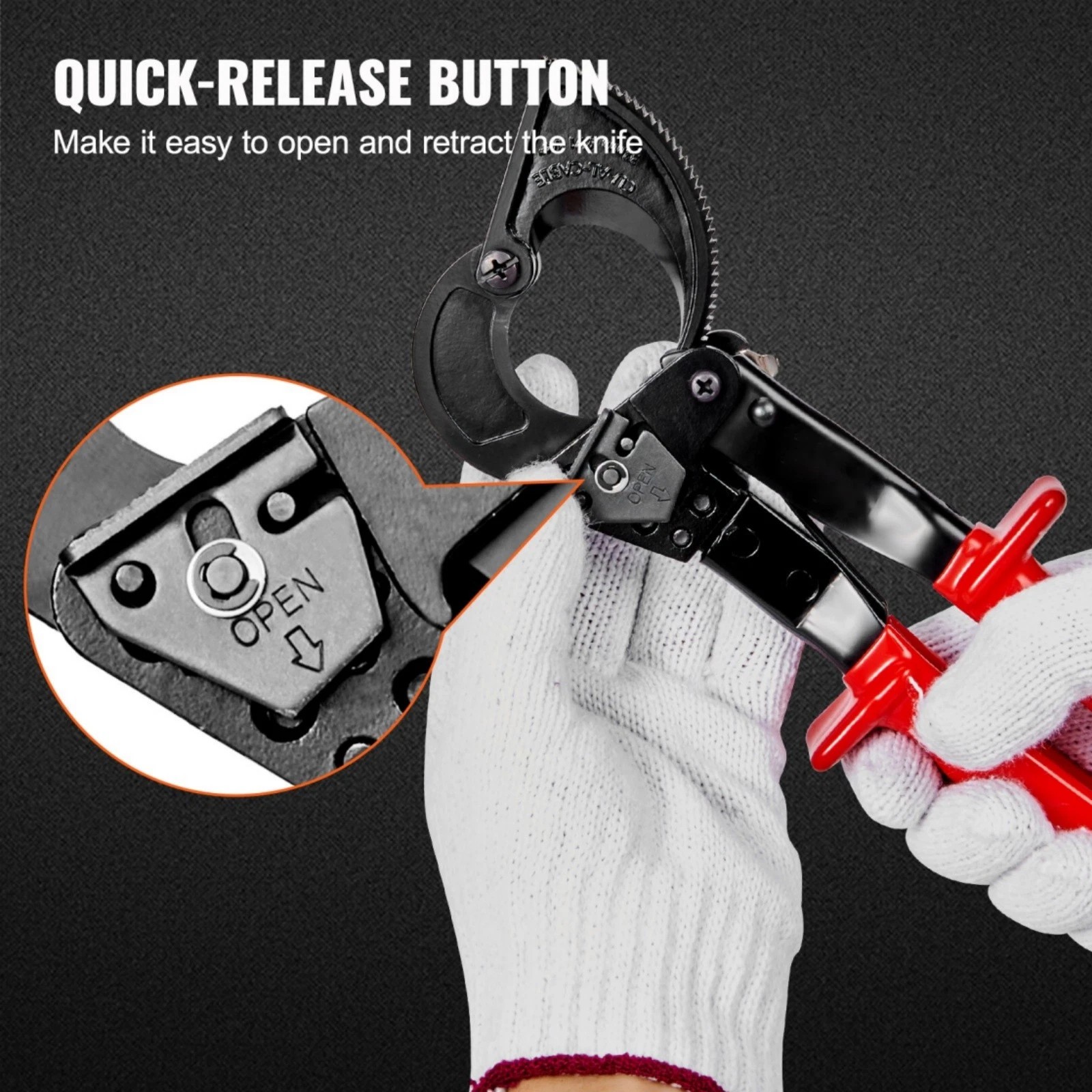 Ratchet Cable Wire Cutter Heavy Duty for Copper Aluminum Cables 240Mm²